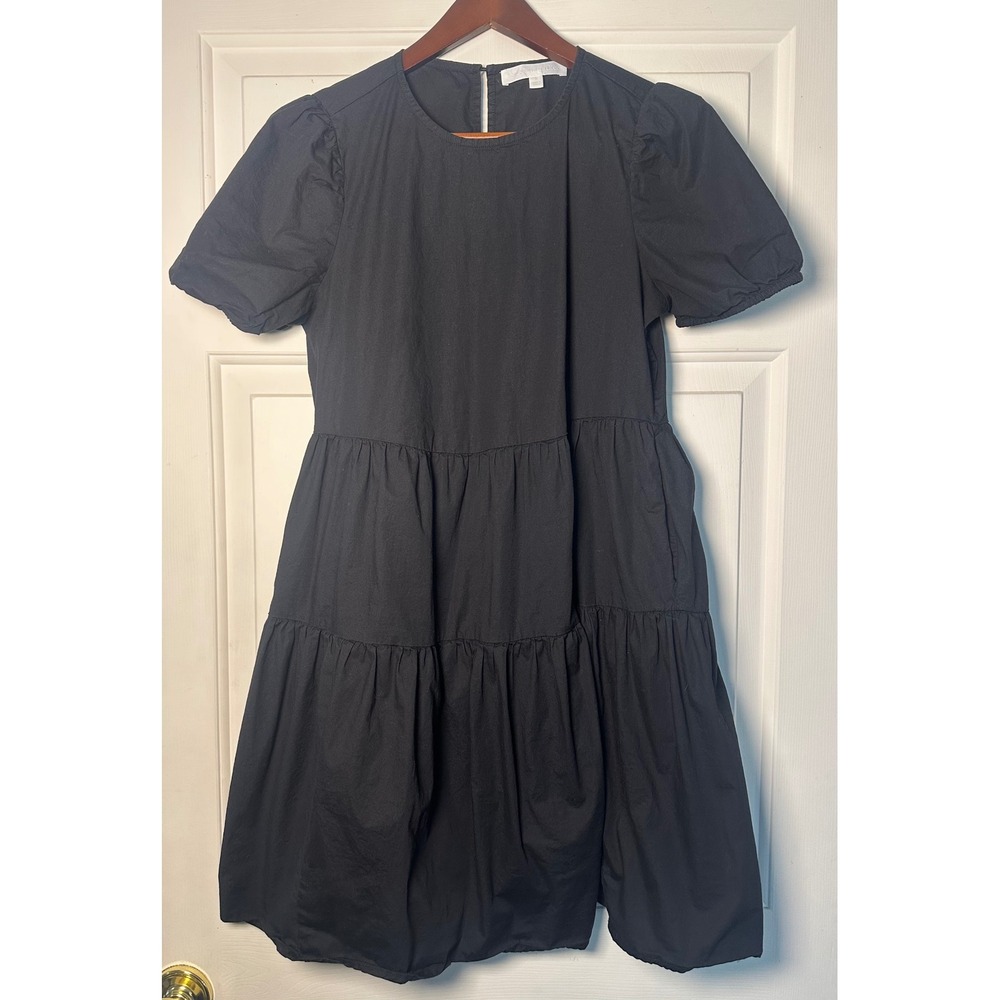 Adyson Parker Black‎ Puff Sleeve Tiered Ruffle Dress Size S